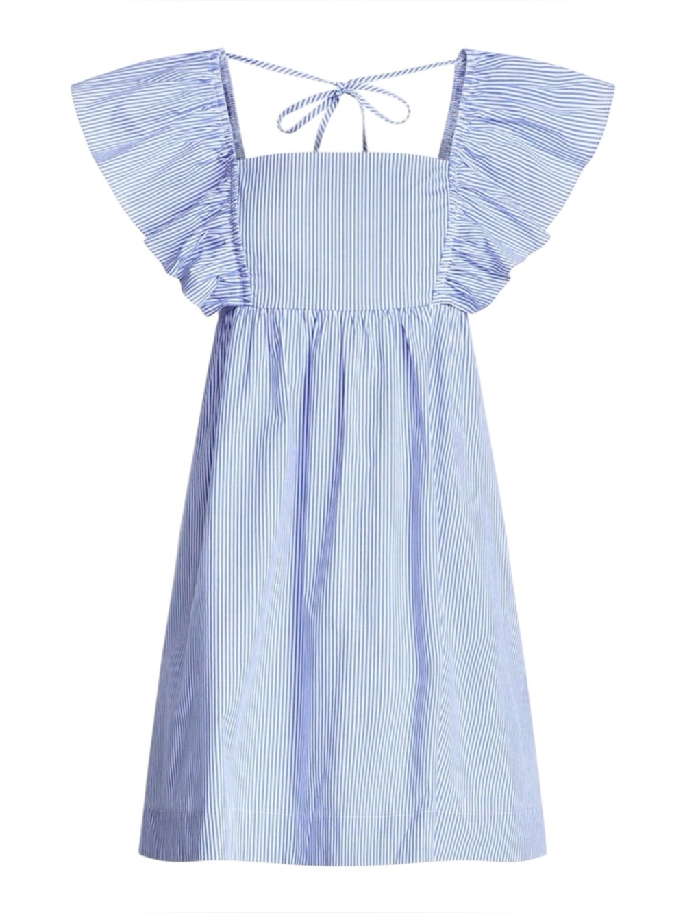 Women’s Free Assembly Blue Stripe Ruffle-Sleeve Dress Size L